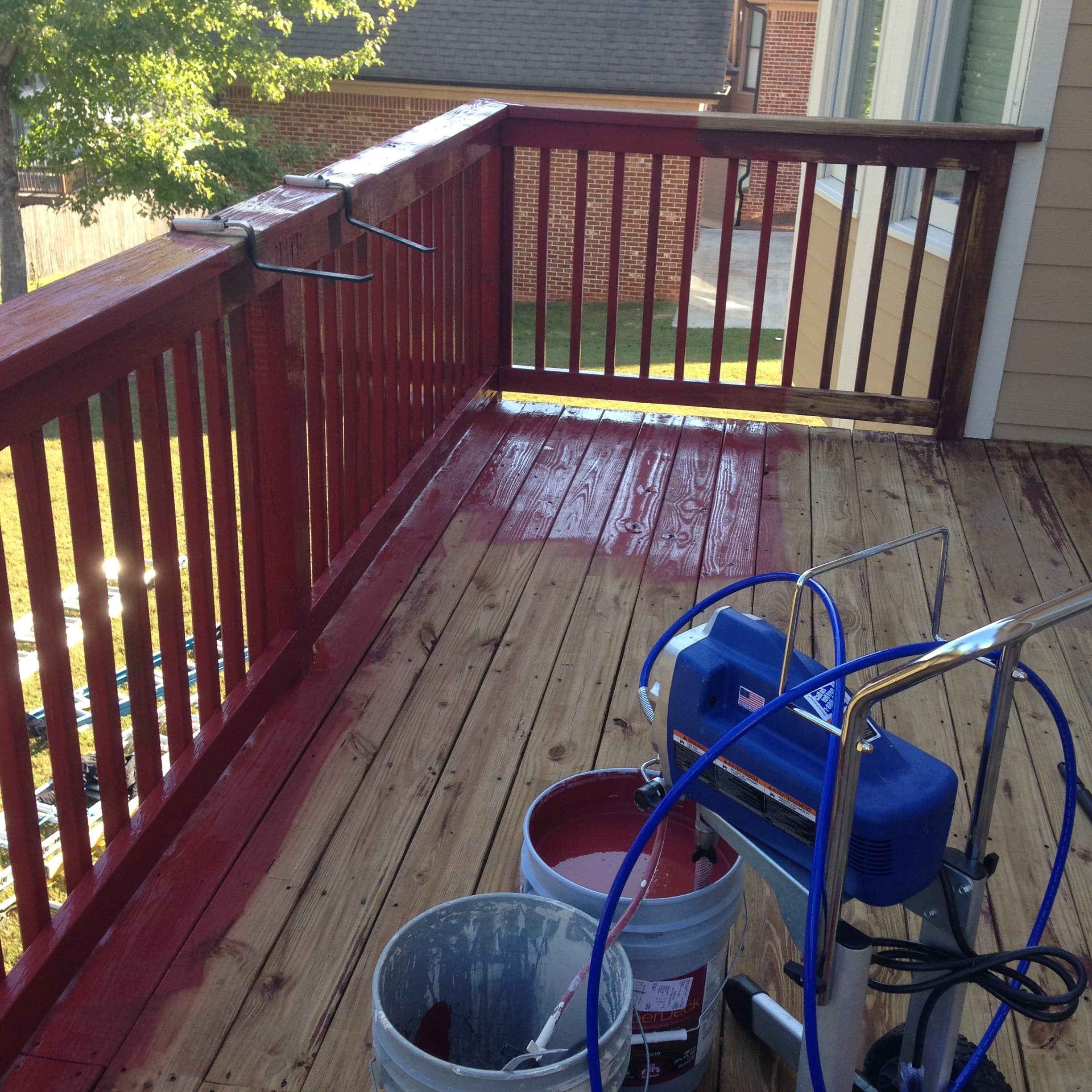 Staining and sealing a wooden deck